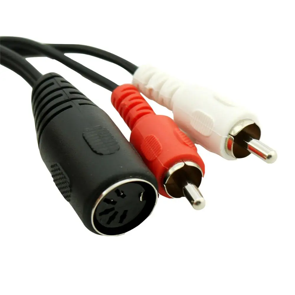 Cable de audio DIN 5 pines hembra a 2x RCA macho 0.20 M Negro