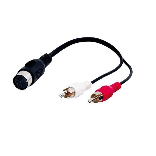 Cable de audio DIN 5 pines hembra a 2x RCA macho 0.20 M Negro