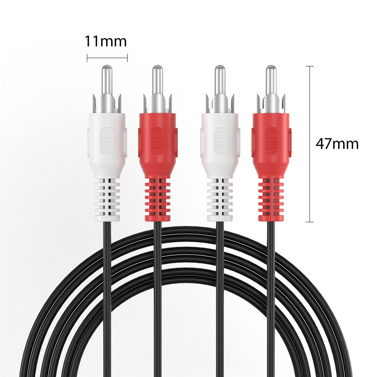 Cable de audio estereo 2x RCA - 2x RCA macho 2.5 M Negro