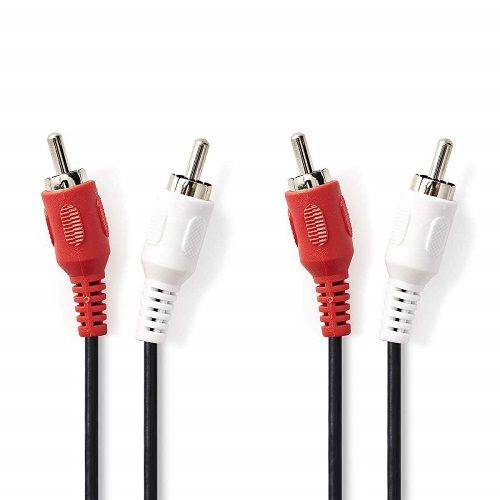 Cable de audio estereo 2x RCA macho a 2x RCA macho 0.50 M Negro