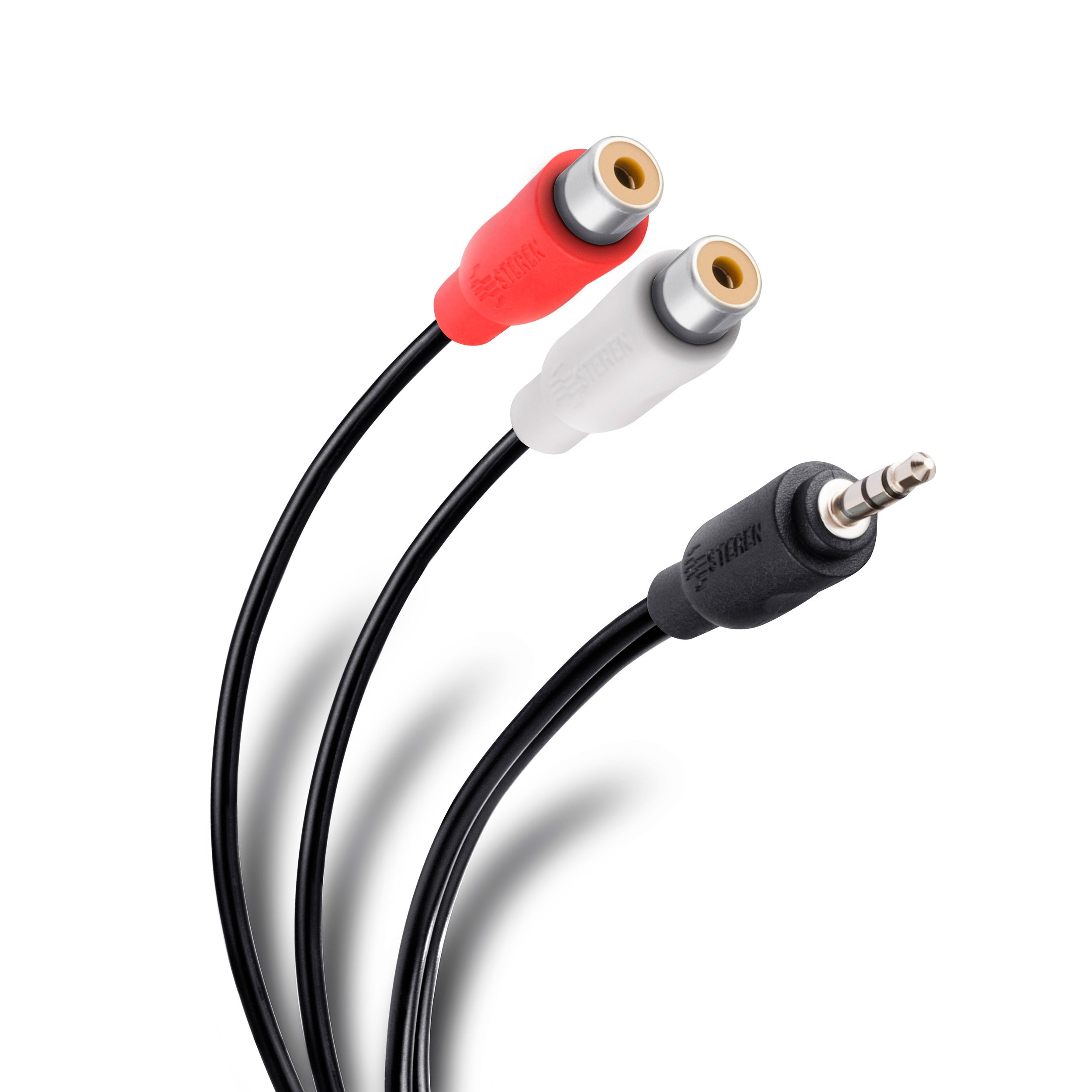 Cable de audio estereo 2xRCA/H-JACK 3.5mm/M 0.25 M Negro