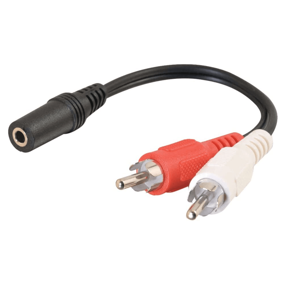 Cable de audio estereo 2x RCA macho a Jack 3.5 mm Hembra 0.25 M Negro
