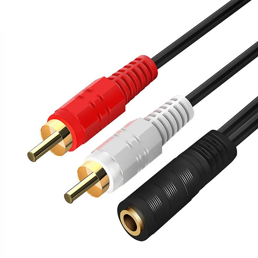 Cable de audio estereo 2x RCA macho a Jack 3.5 mm Hembra 0.25 M Negro