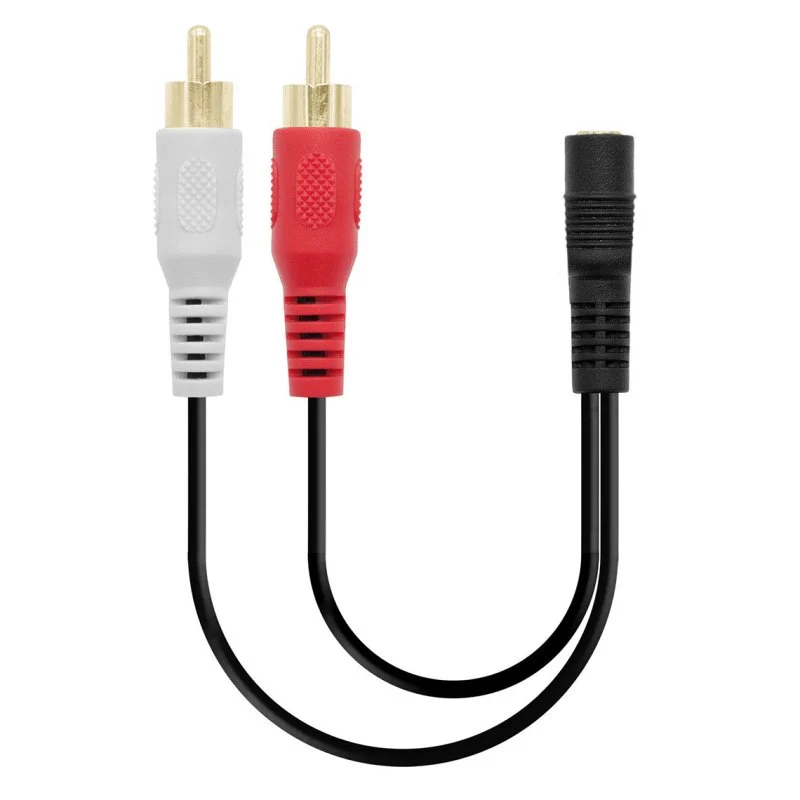 Cable de audio estereo 2x RCA macho a Jack 3.5 mm Hembra 0.25 M Negro