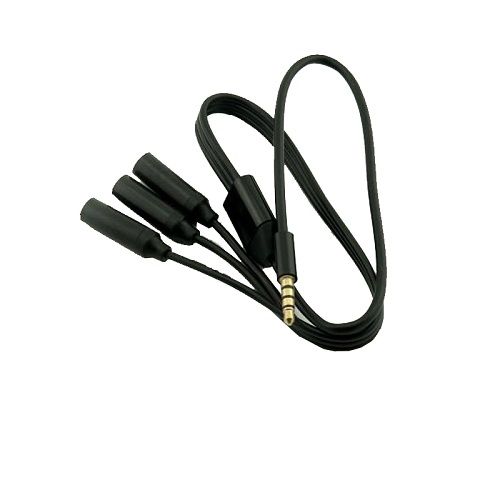 Cable de audio estereo 3x Jack 3.5mm hembra a 3.5mm 4 pin 0.50 M Negro