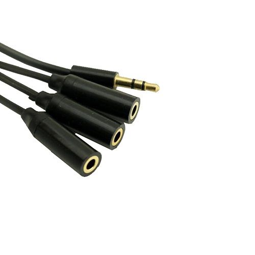 Cable de audio estereo 3x Jack 3.5mm hembra a 3.5mm 0.50 M Negro