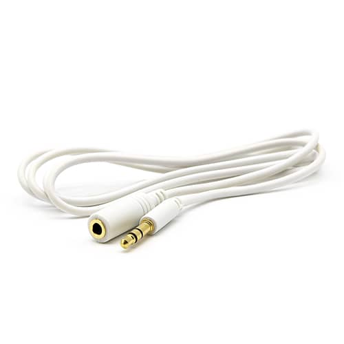 Cable de audio estereo jack 3.5 macho a jack 3.5 hembra 5 M Blanco