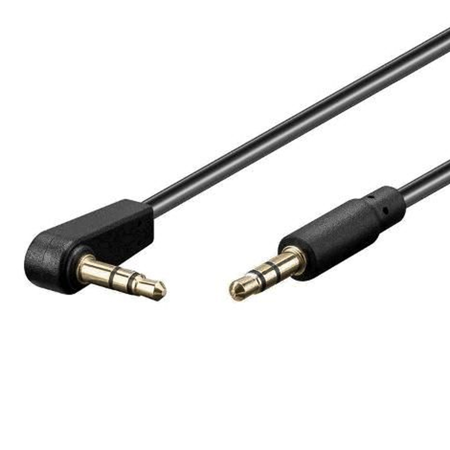 Cable de audio estereo jack 3.5 macho acodado dorado 1.5 M Negro