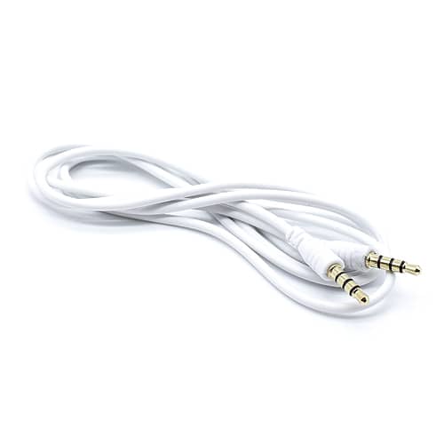 Cable de Audio Estereo Jack 3.5 Macho-Macho 4 Pin 0.50 M Blanco