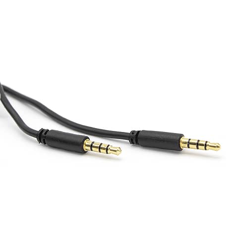 Cable de audio estereo jack 3.5 macho-macho 4 pin 0.50 M Negro