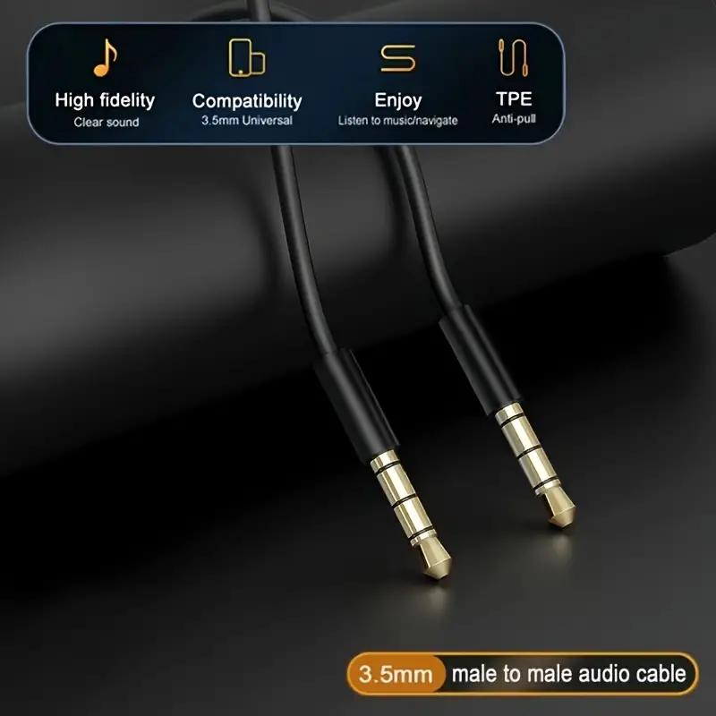 Cable de audio estereo jack 3.5 macho-macho 4 pin 1 M Negro