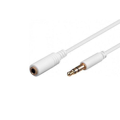 Cable de audio estereo jack 3.5 macho a jack 3.5 hembra 5 M Blanco