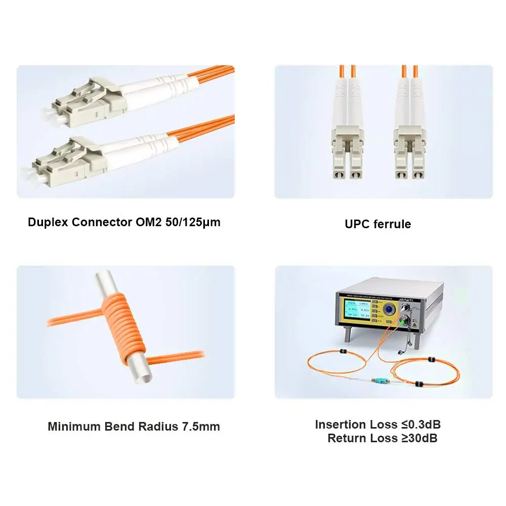 Cable de fibra optica LC a LC multimodo duplex 2 M Naranja