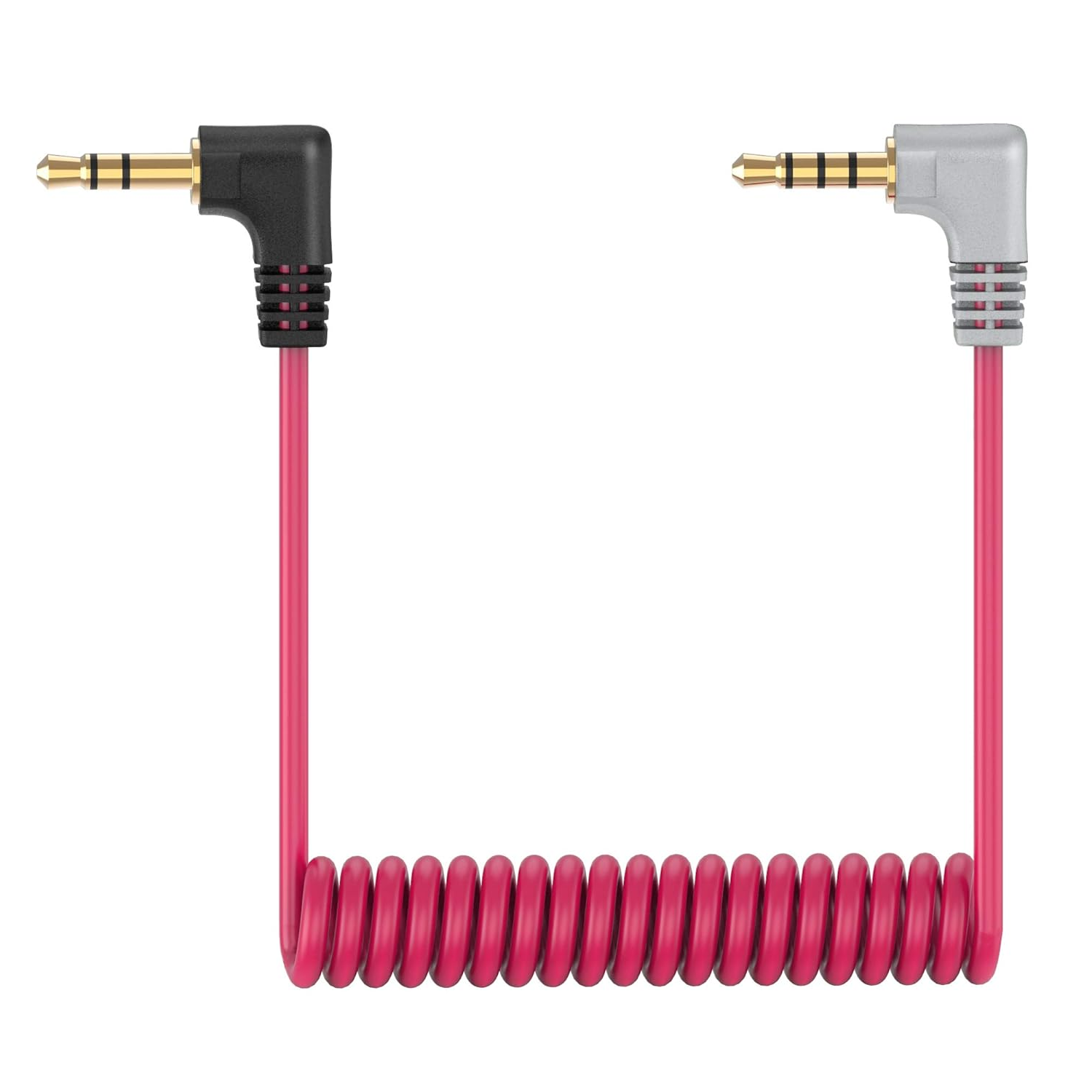 Cable de micrófono TRS a TRRS de 3,5mm espiral 0.20 M Rojo