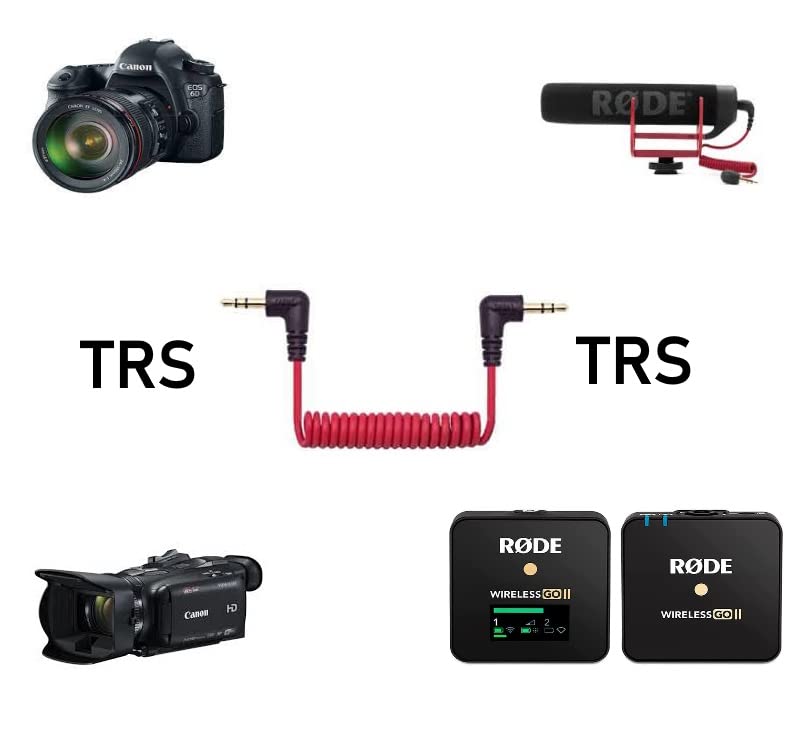 Cable de micrófono TRS a TRS de 3,5mm espira 0.20 M Rojo