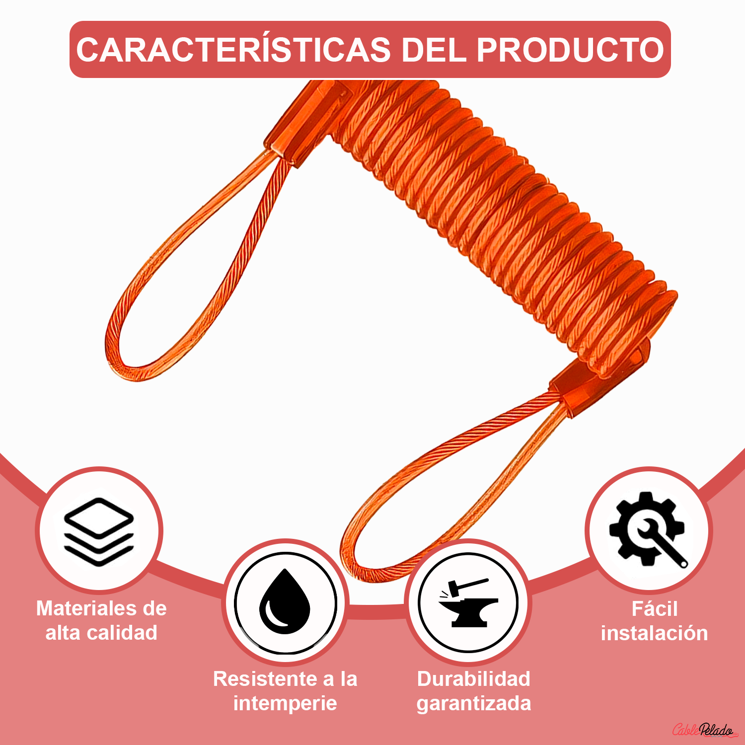 Cable De Recordatorio De Bloqueo  Naranja