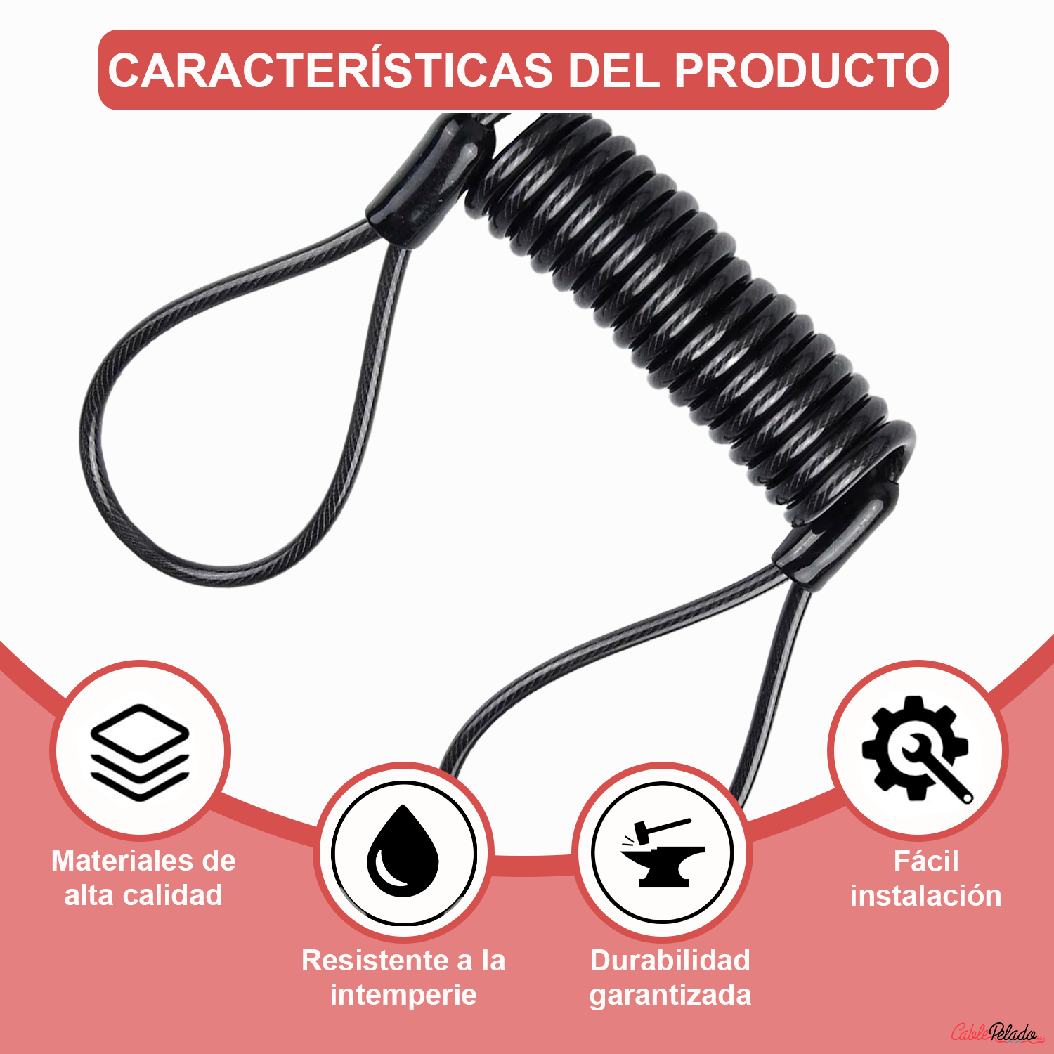 Cable De Recordatorio De Bloqueo  Negro