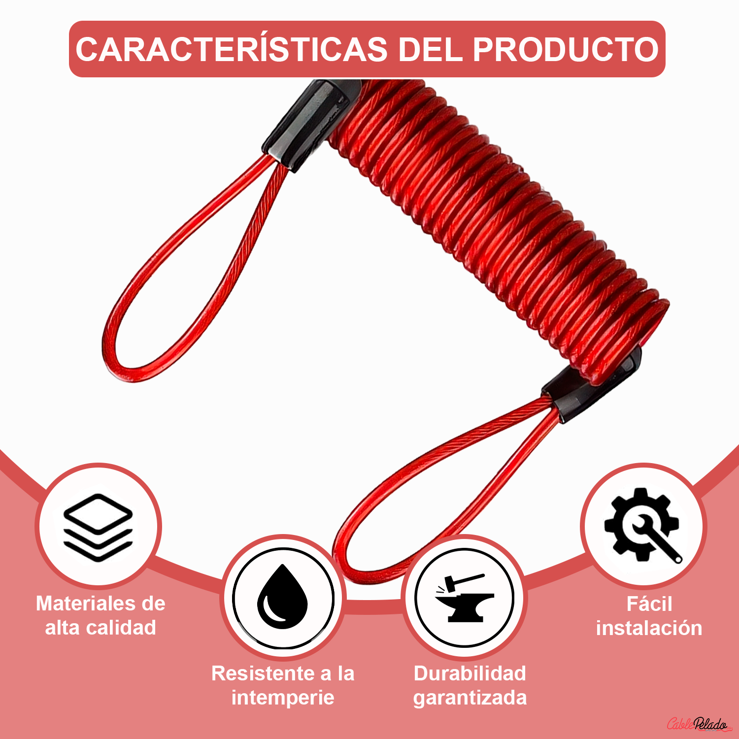 Cable De Recordatorio De Bloqueo  Rojo