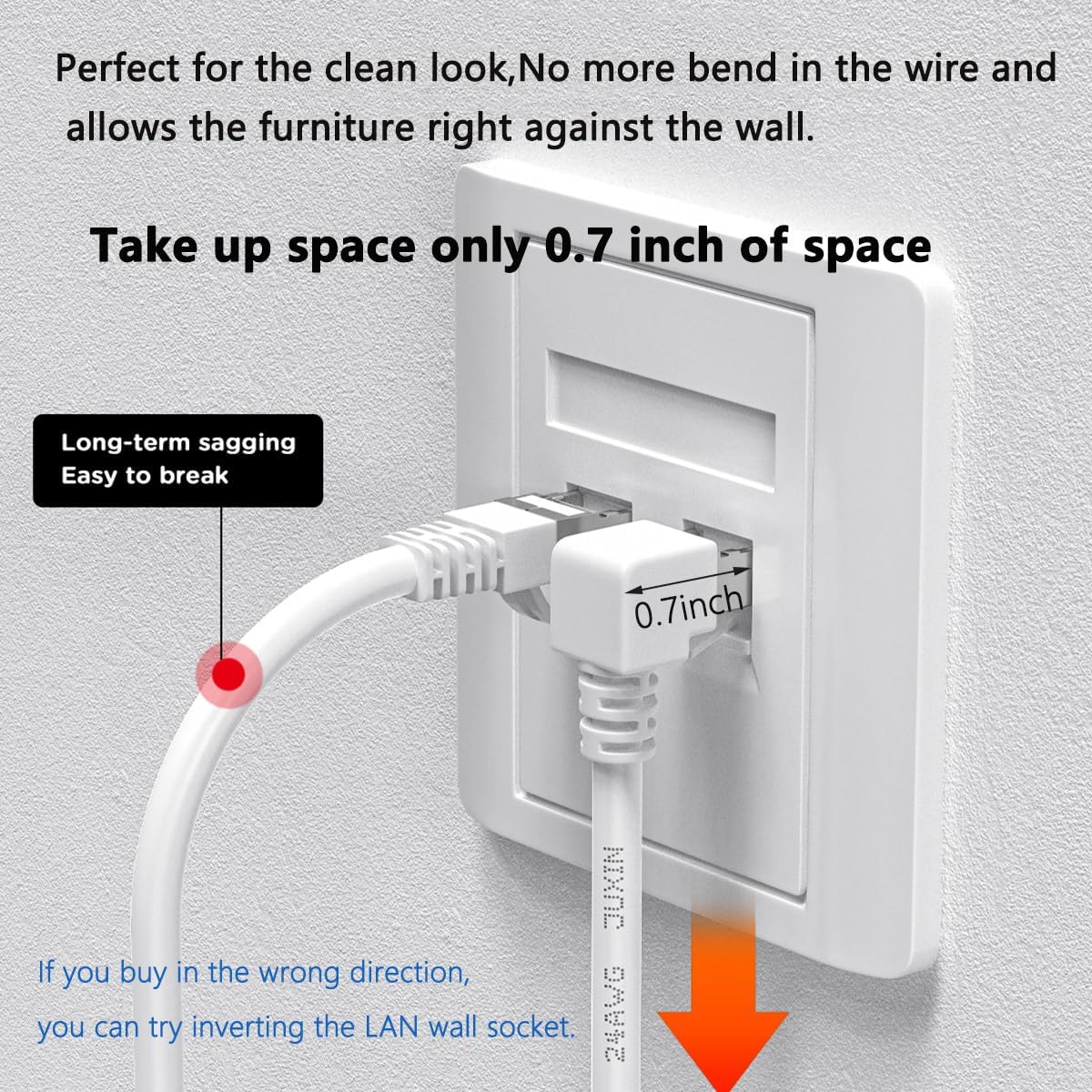 Cable de red UTP CAT5E 2x 90 grados 1 M Blanco