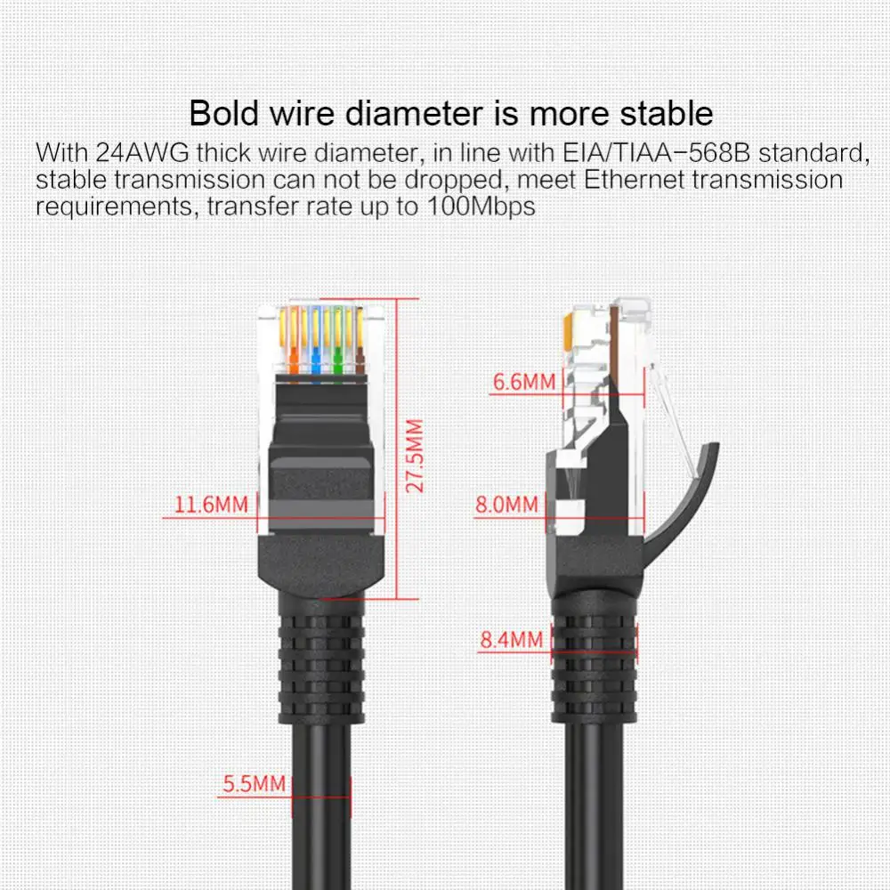 Cable de red UTP CAT6 0.50 M Negro