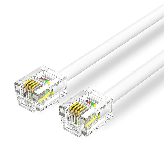 Cable de telefono RJ11 6P4C M-M 10 M Blanco