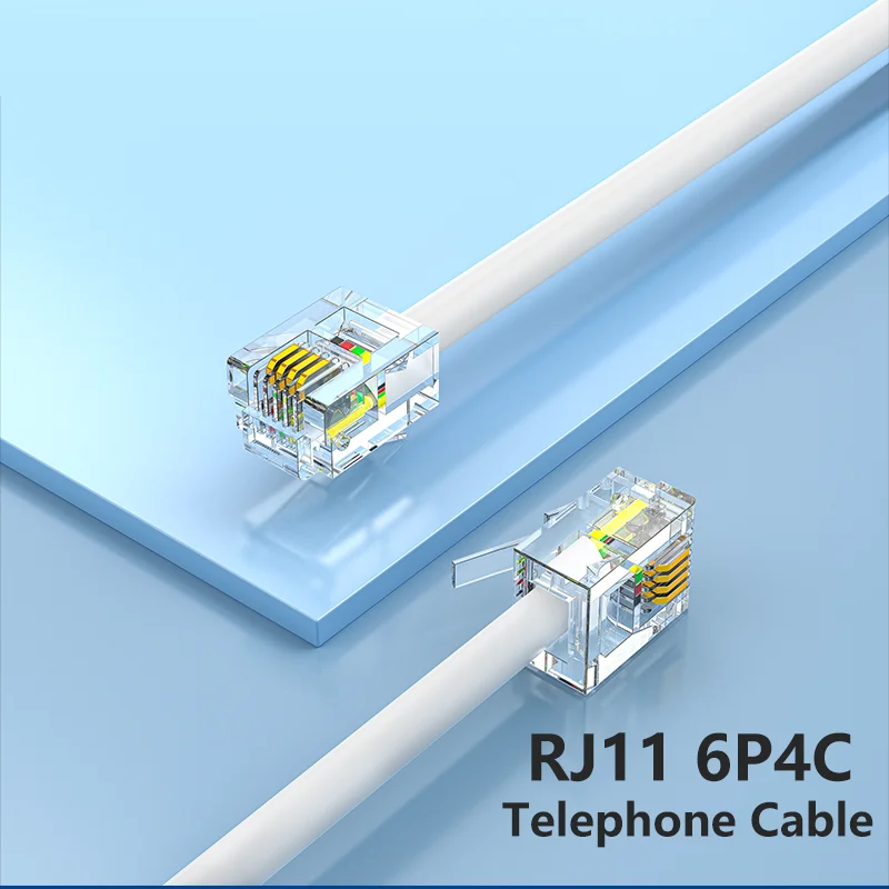 Cable de telefono RJ11 6P4C M-M 10 M Blanco