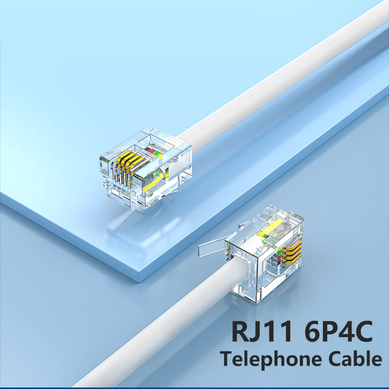Cable de telefono RJ11 6P4C M-M 15 M Blanco