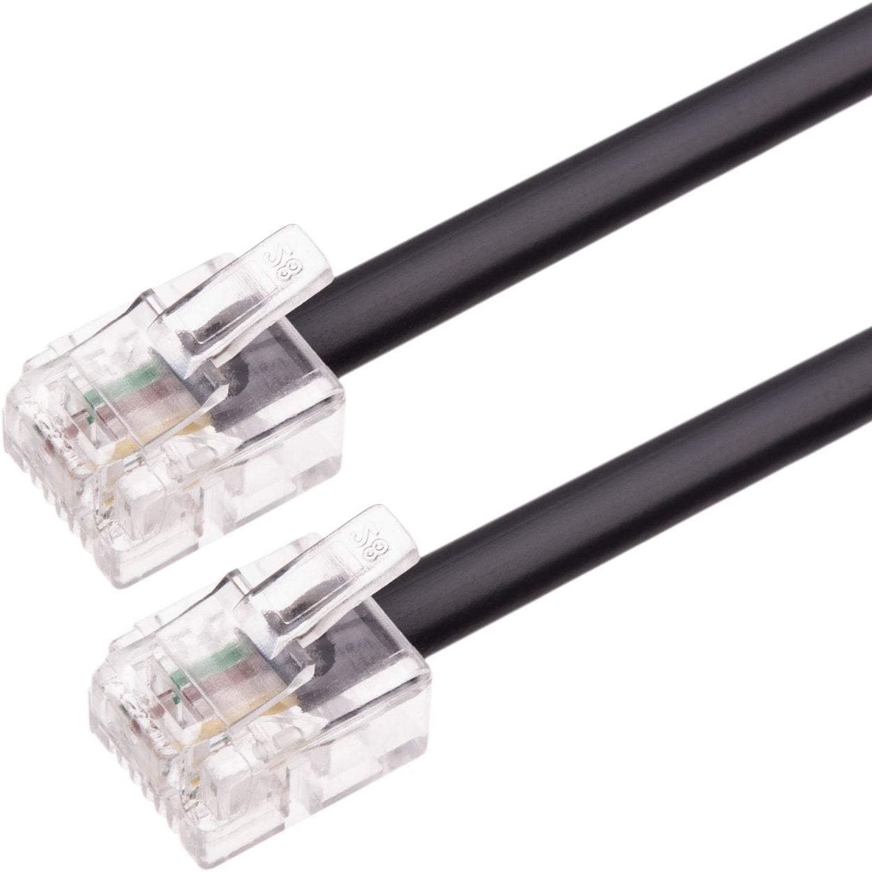 Cable de telefono RJ11 6P4C M-M 15 M Negro