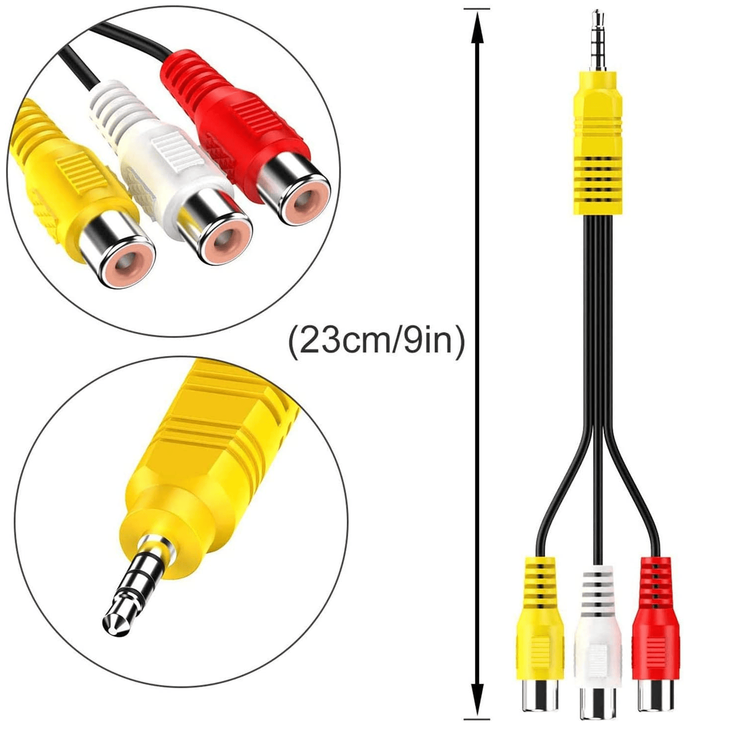Cable de video 3x RCA hembra a 3.5 de 4 pines 0.15 M Blanco
