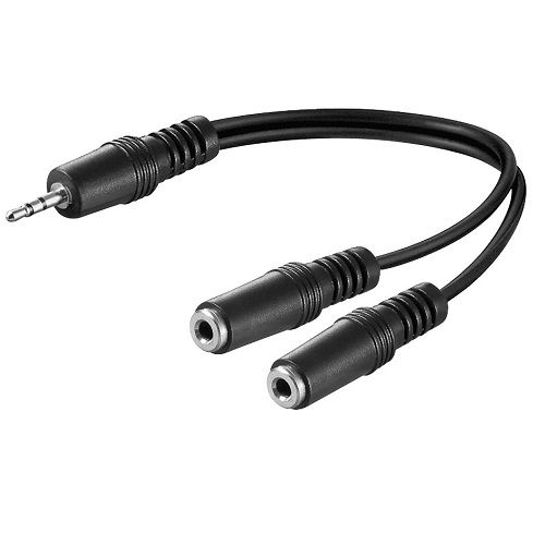 Cable divisor de audio estereo 2x Jack 3.5mm hembra a 3.5mm 0.20 M Negro