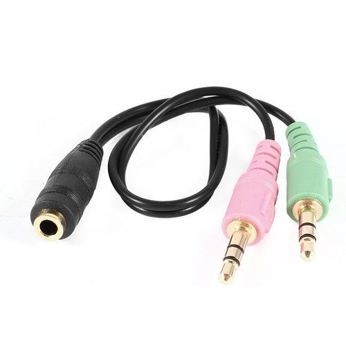 Cable adaptador Jack Hembra 3.5 mm 4 pin a 2x Jack 3.5 Macho 0.20 M Negro