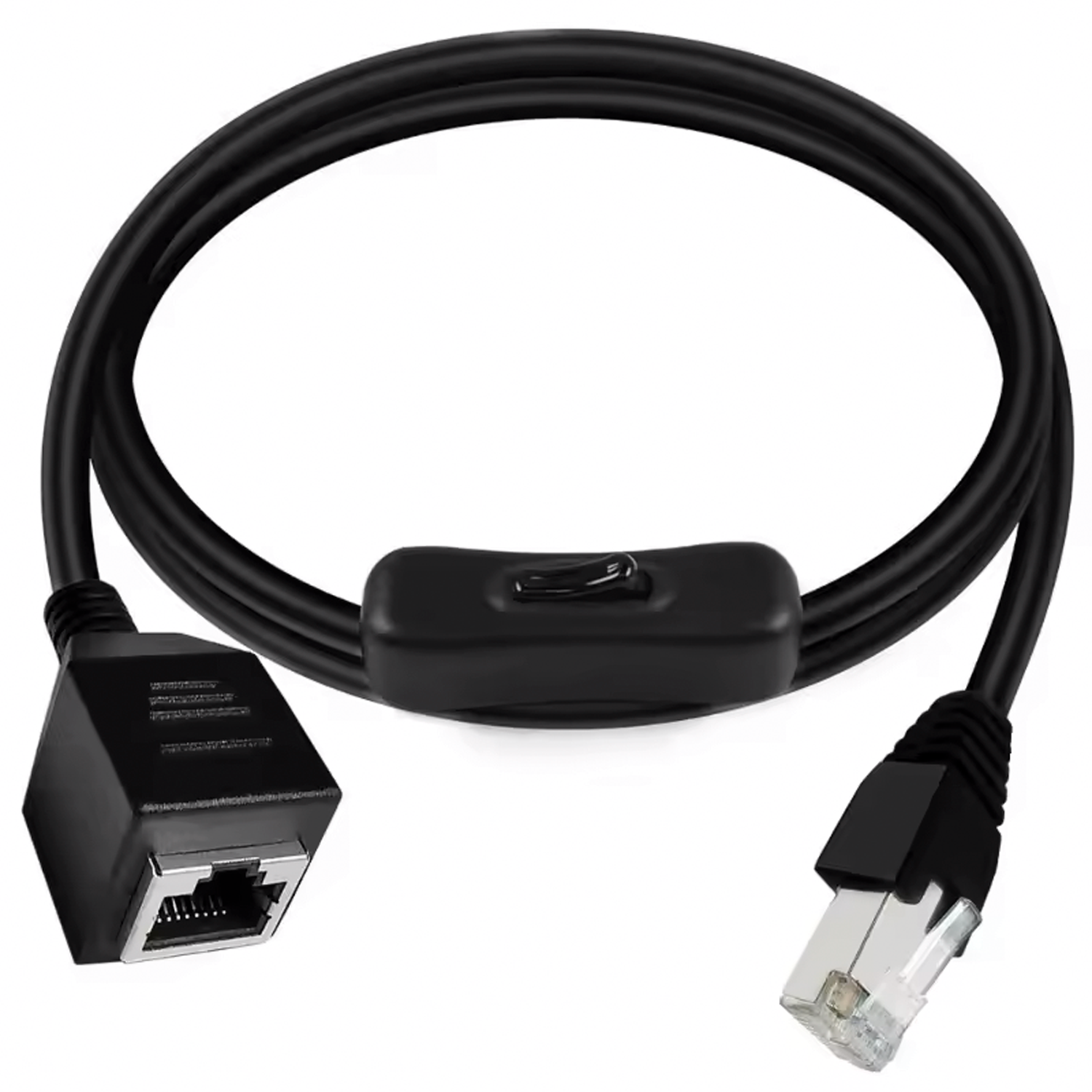 Cable Ethernet Cat5E Con Interruptor De Encendido/Apagado De Alta Velocidad RJ45 0.50 M Negro