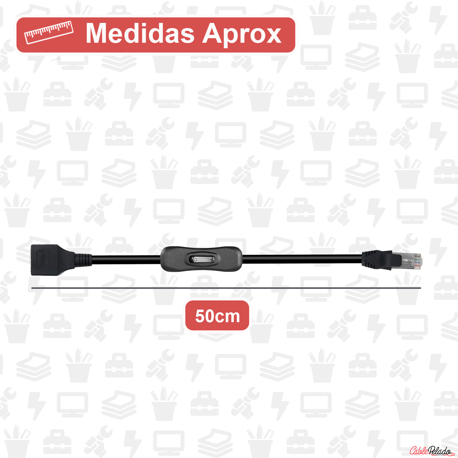 Cable Ethernet Cat5E Con Interruptor De Encendido/Apagado De Alta Velocidad RJ45 0.50 M Negro