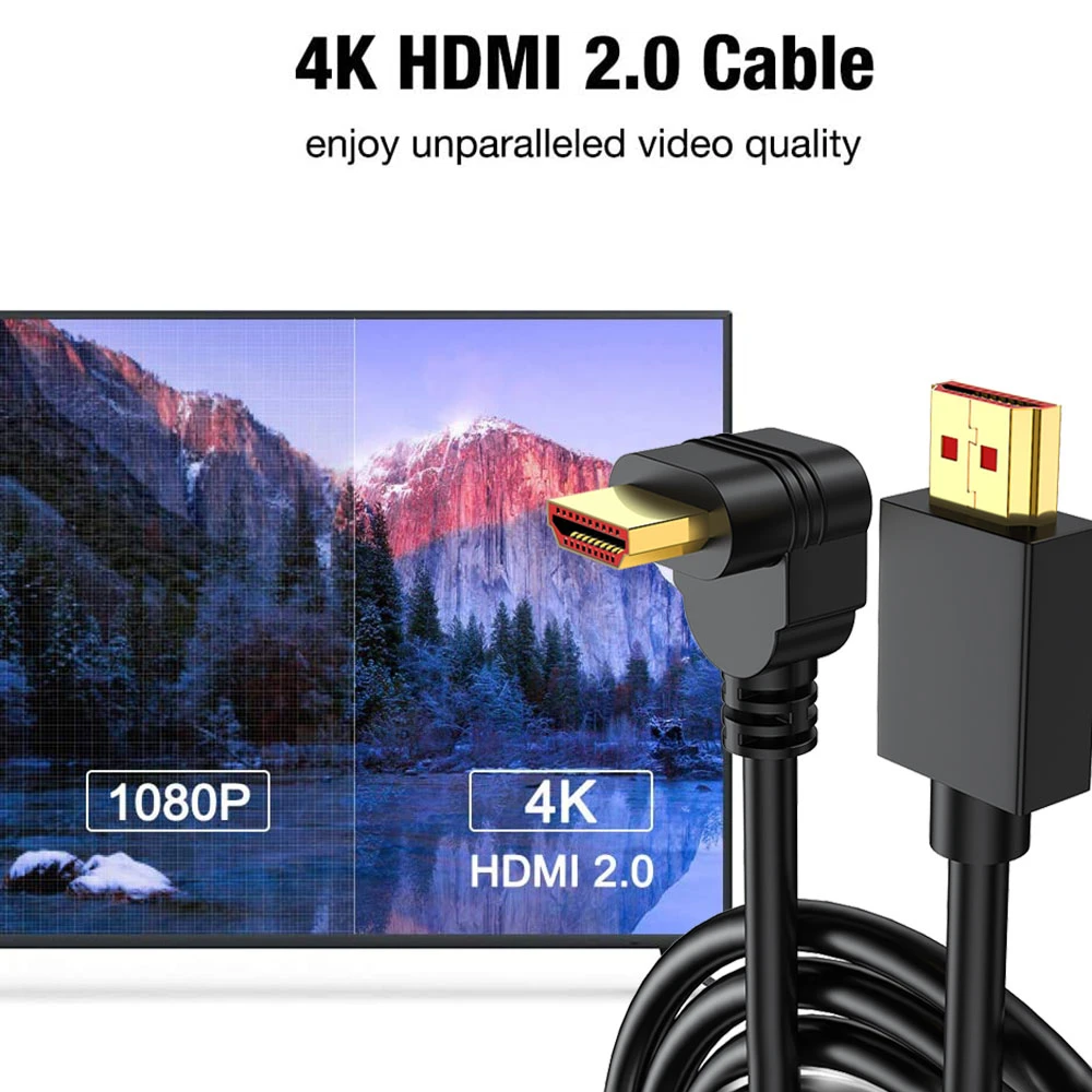 Cable Hdmi acodado 270 grados contactos dorados 4K 3 M Negro