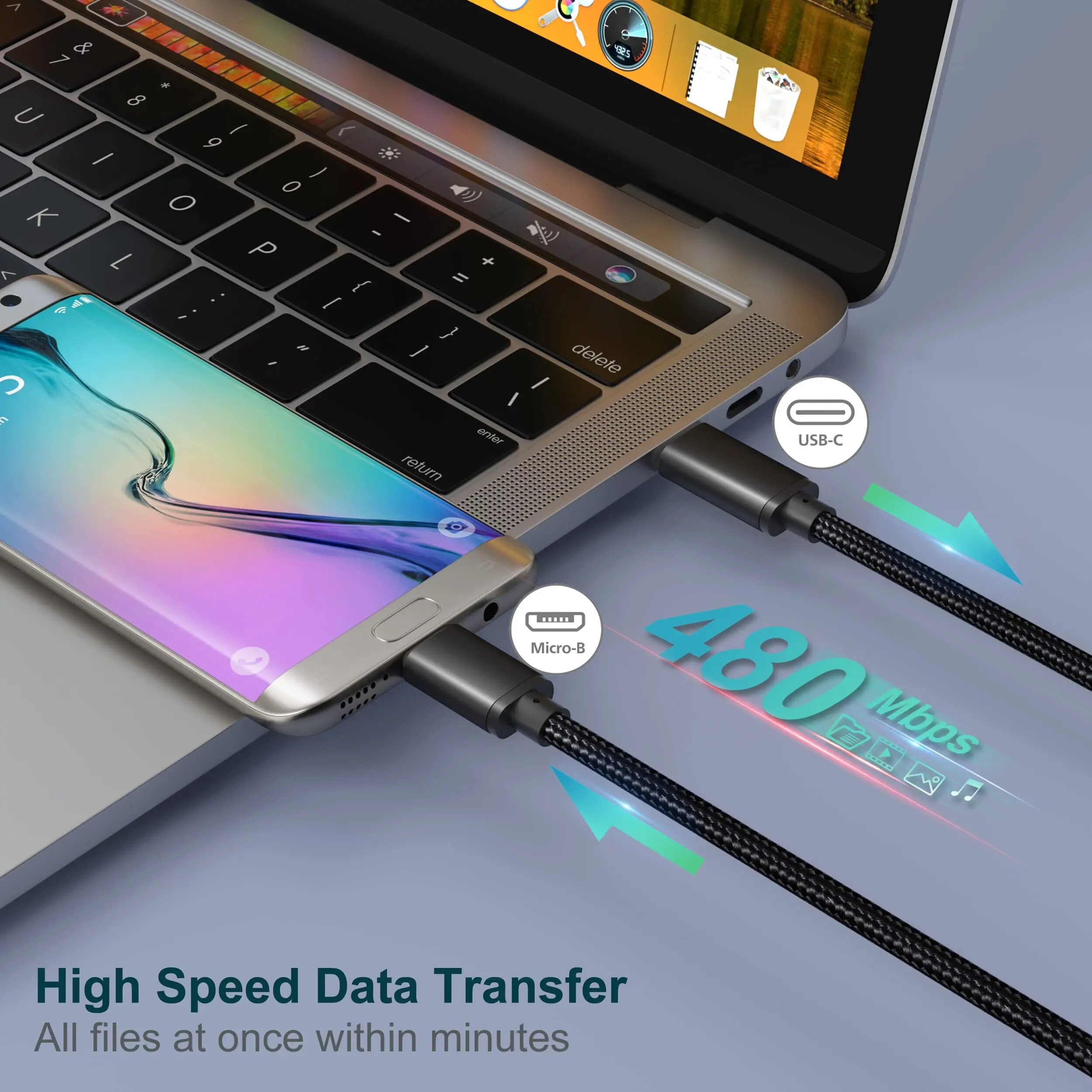 Cable Micro USB a USB-C USB 2.0 1 M Negro