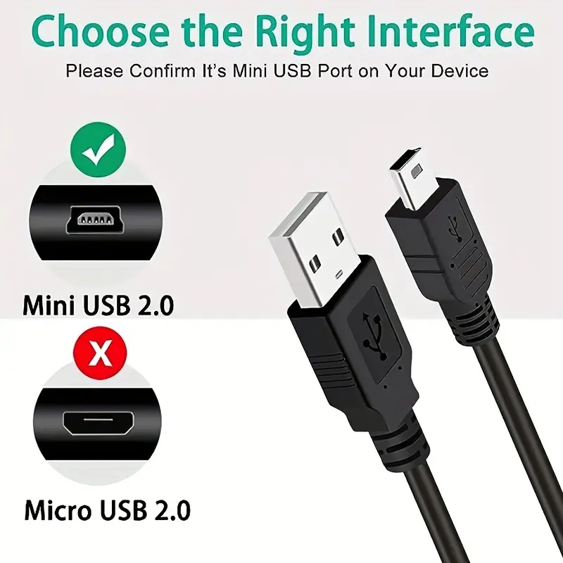 Cable Mini USB carga y sincronizacion 0.50 M Negro