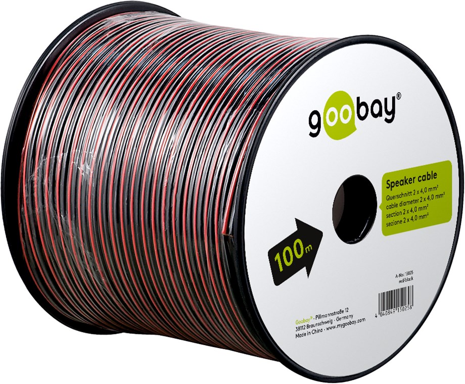 Cable para altavoz 2x 4.0 mm 100 M rojo-negro