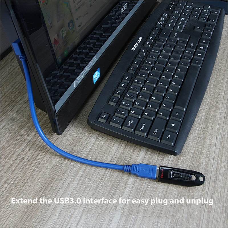 Cable prolongador USB 3.0 macho a hembra acodado 0.25 M Azul