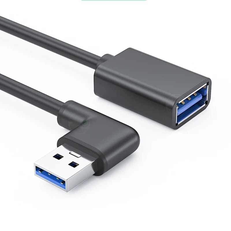 Cable prolongador USB 3.0 macho a hembra acodado 0.25 M Negro