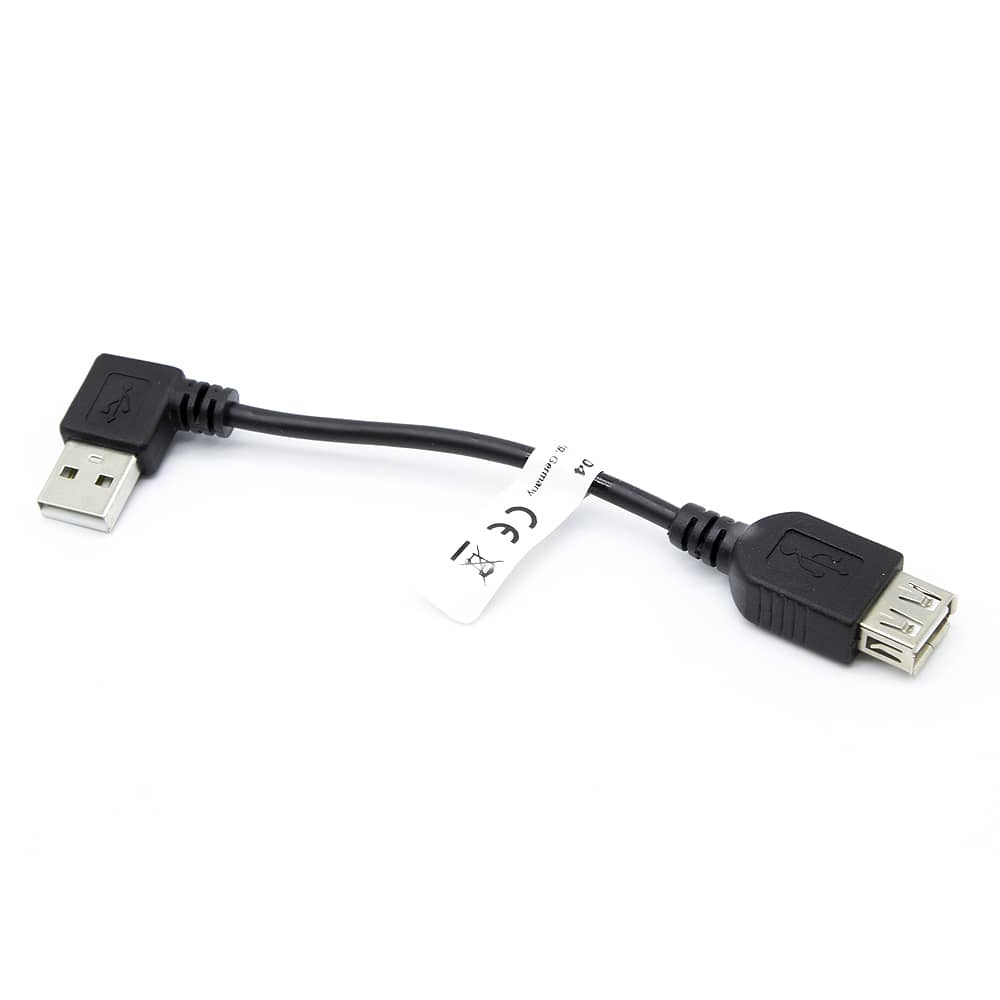 Cable prolongador USB hembra a USB macho 90 grados 0.15 M Negro