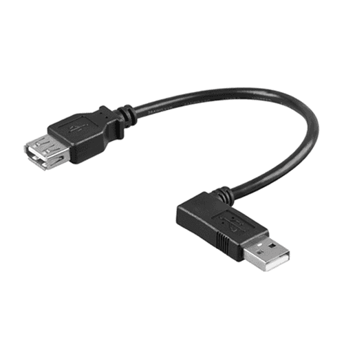 CABLEPELADO Adaptador USB 2.0 Macho a Hembra acodado 90 Grados Negro 