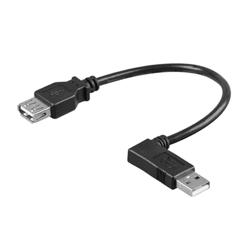 Cable prolongador USB hembra a USB macho 90 grados 0.15 M Negro