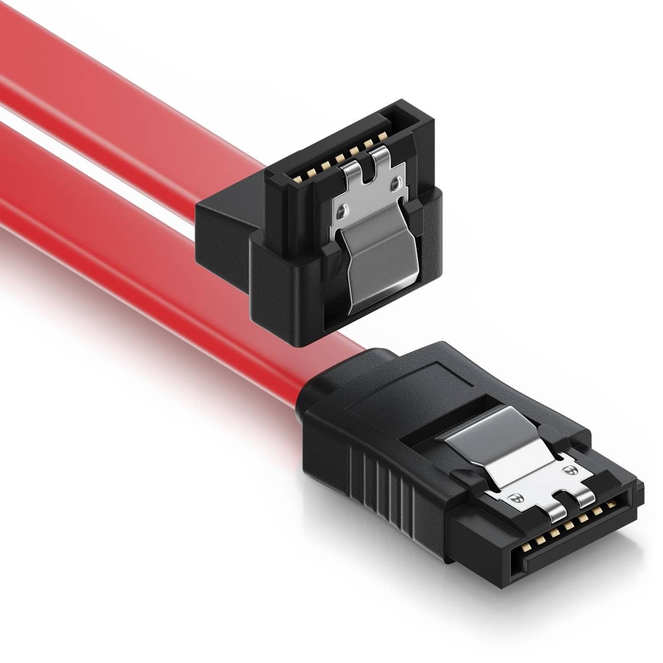 Cable sata acodado con anclajes 0.50 M Rojo