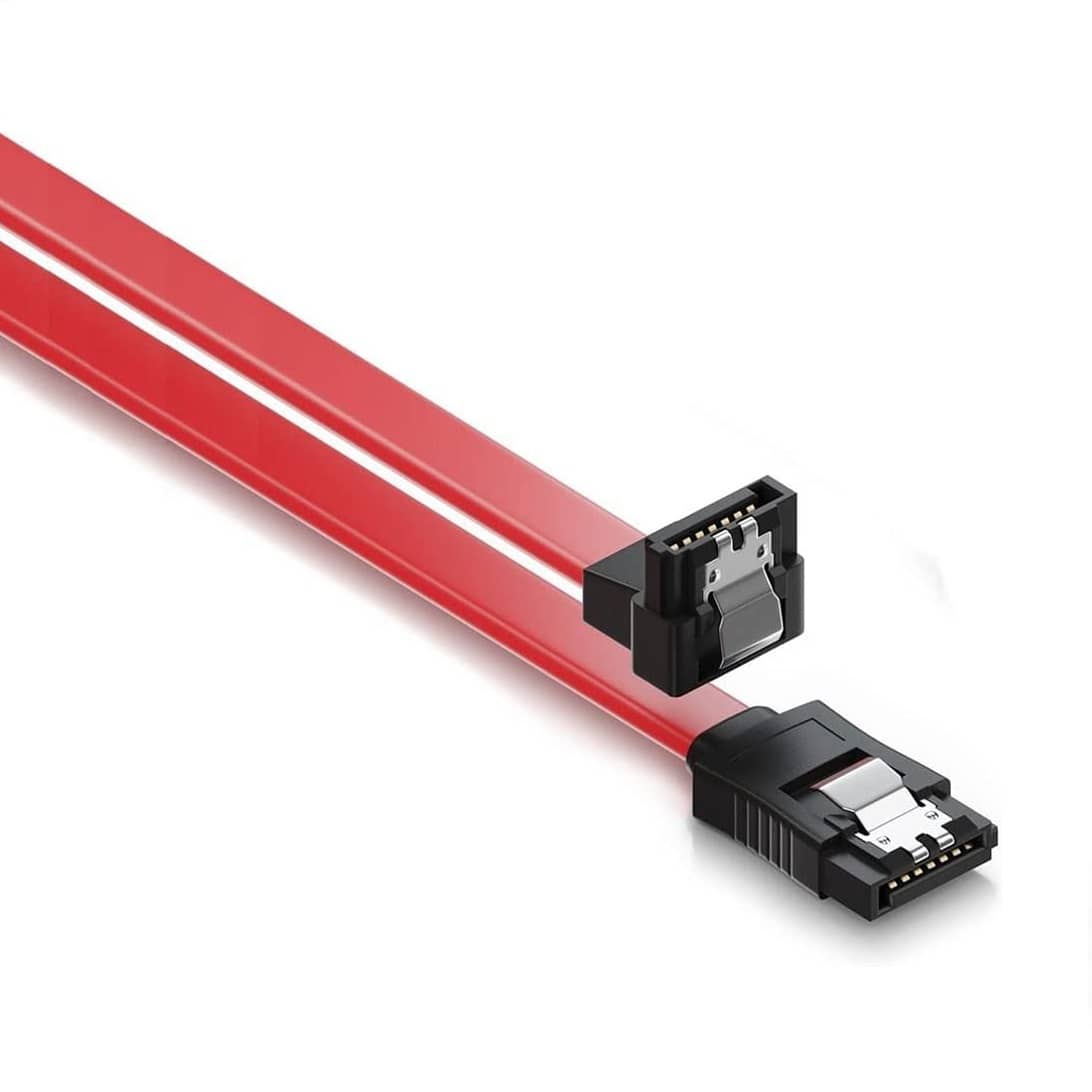 Cable sata acodado con anclajes 0.50 M Rojo