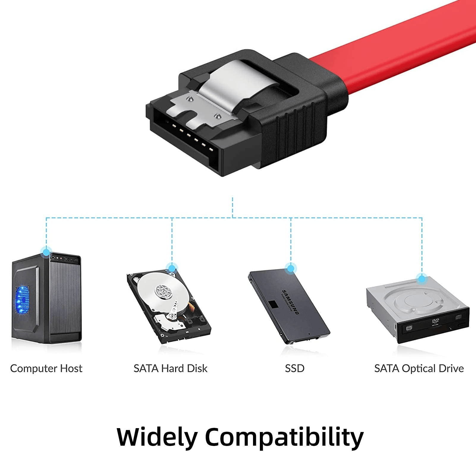 Cable sata con anclajes 0.50 M Rojo