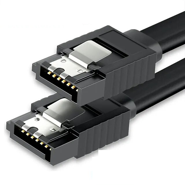 Cable SATA III DATOS 6G con anclajes 0.50 M Negro