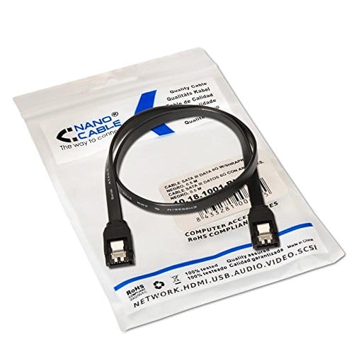Cable SATA III DATOS 6G con anclajes 0.50 M Negro