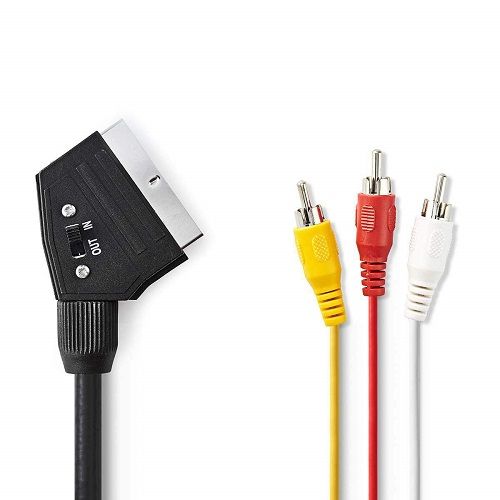 Cable SCART RCA conmutable 2 M Negro