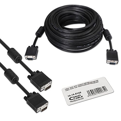 Cable SVGA con ferrita 15  pin macho 20 M Negro