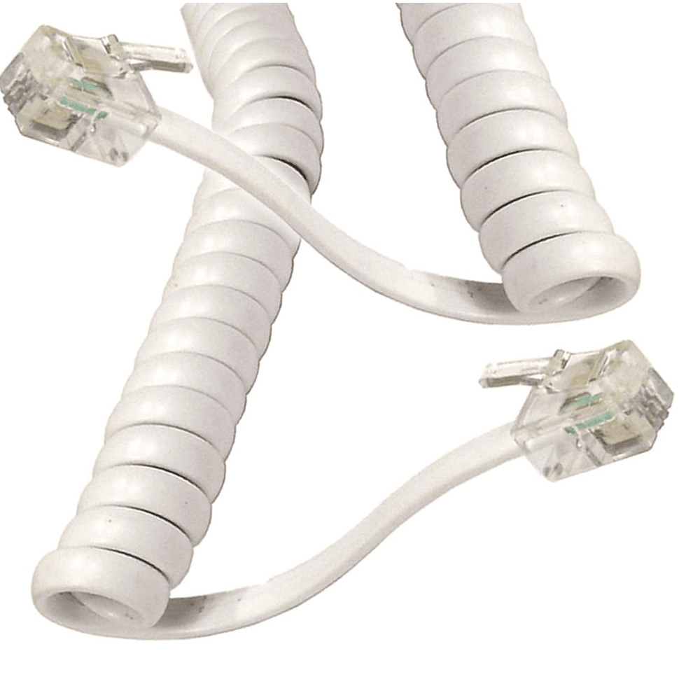 Cable telefonico espiral 4 hilos rj10 2 M Blanco